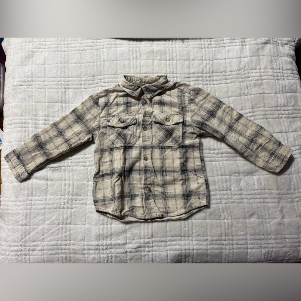 Zara Cream and Black Checkered Shirt